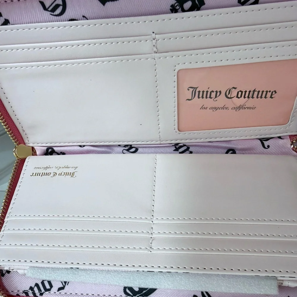 NWT Juicy Couture Juicy Fan Club Large ZipAround Wallet in Pink Lemonade/Powder